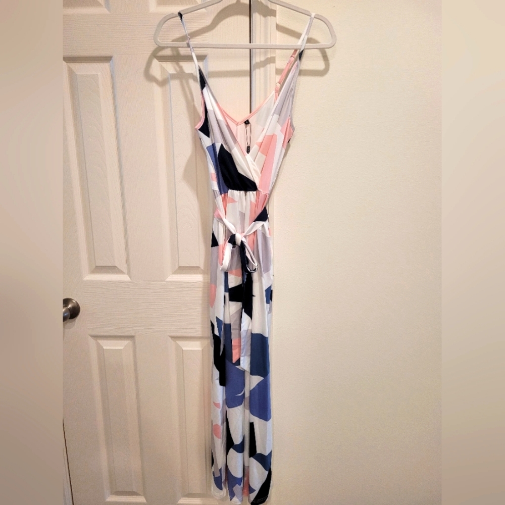 White multicolored geometric dress